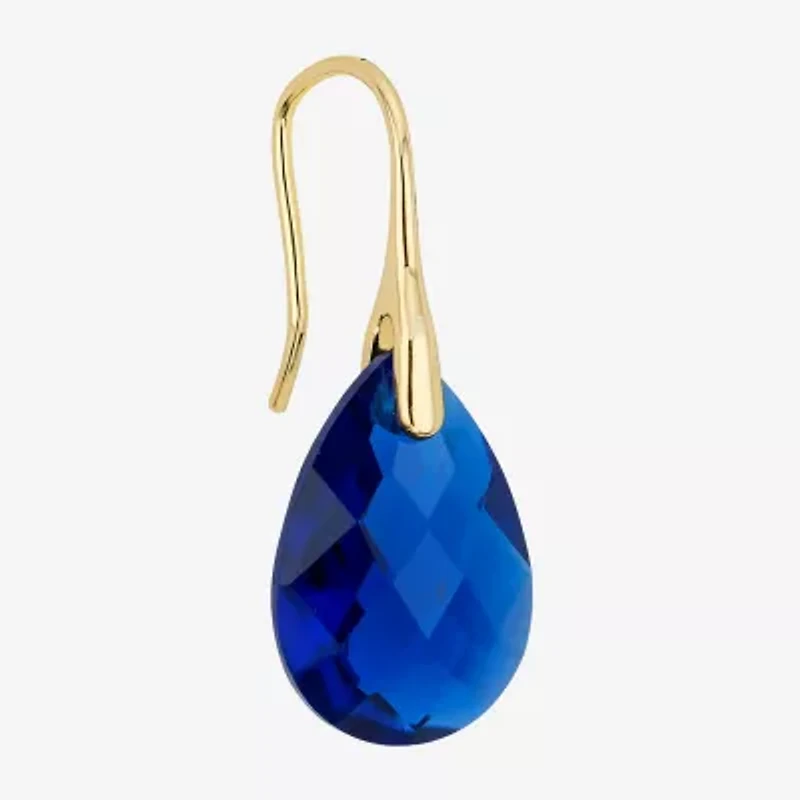 Sparkle Allure Womens Blue Crystal 14K Gold Over Brass Drop Earrings