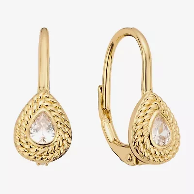 Sparkle Allure Womens Cubic Zirconia 14K Gold Over Brass Drop Earrings