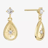 Sparkle Allure Womens Cubic Zirconia 14K Gold Over Brass Drop Earrings