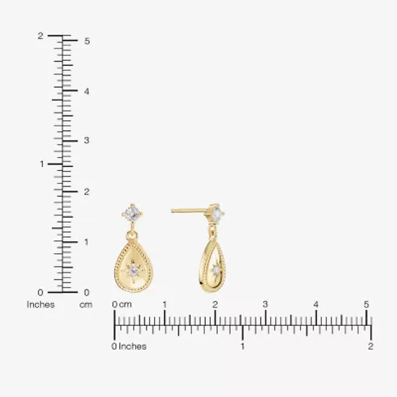 Sparkle Allure Womens Cubic Zirconia 14K Gold Over Brass Drop Earrings