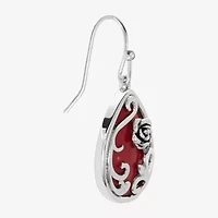 Sparkle Allure Filigree Womens Red Howlite Pure Silver Over Brass Drop Earrings