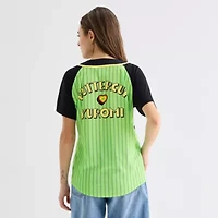 Hk X Ppg Baseball Jeresey Womens Juniors V Neck Short Sleeve Hello Kitty Powerpuff Girls Jersey