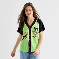 Hk X Ppg Baseball Jeresey Womens Juniors V Neck Short Sleeve Hello Kitty Powerpuff Girls Jersey