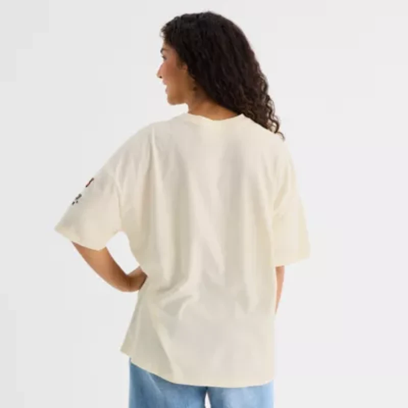 Hk X Ppg Oversized Tee Womens Juniors Crew Neck Short Sleeve Hello Kitty Powerpuff Girls Graphic T-Shirt