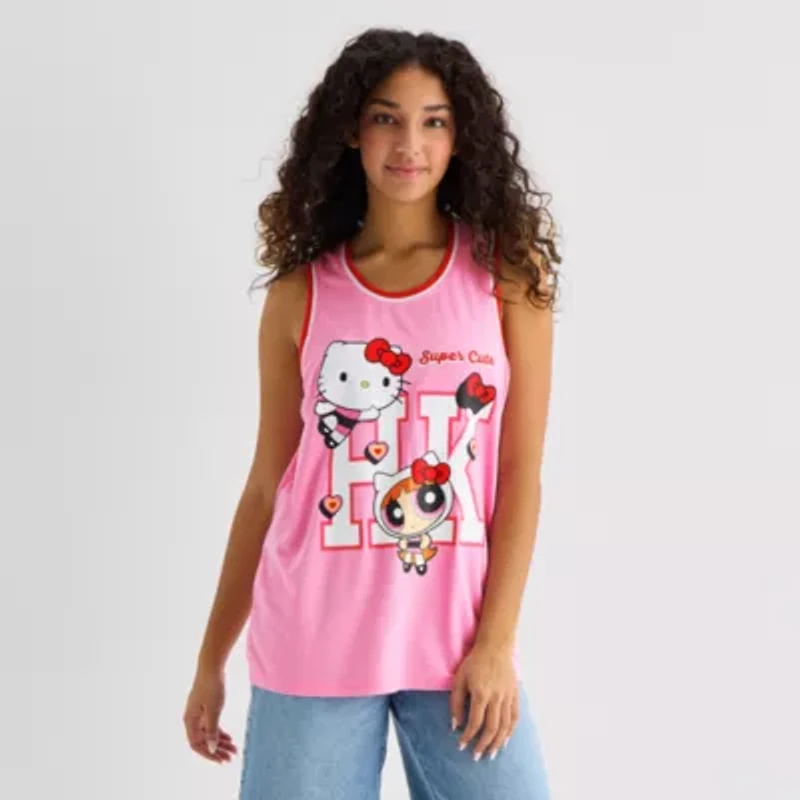 Hk X Ppg Basketball Jersey Womens Juniors Crew Neck Hello Kitty Powerpuff Girls