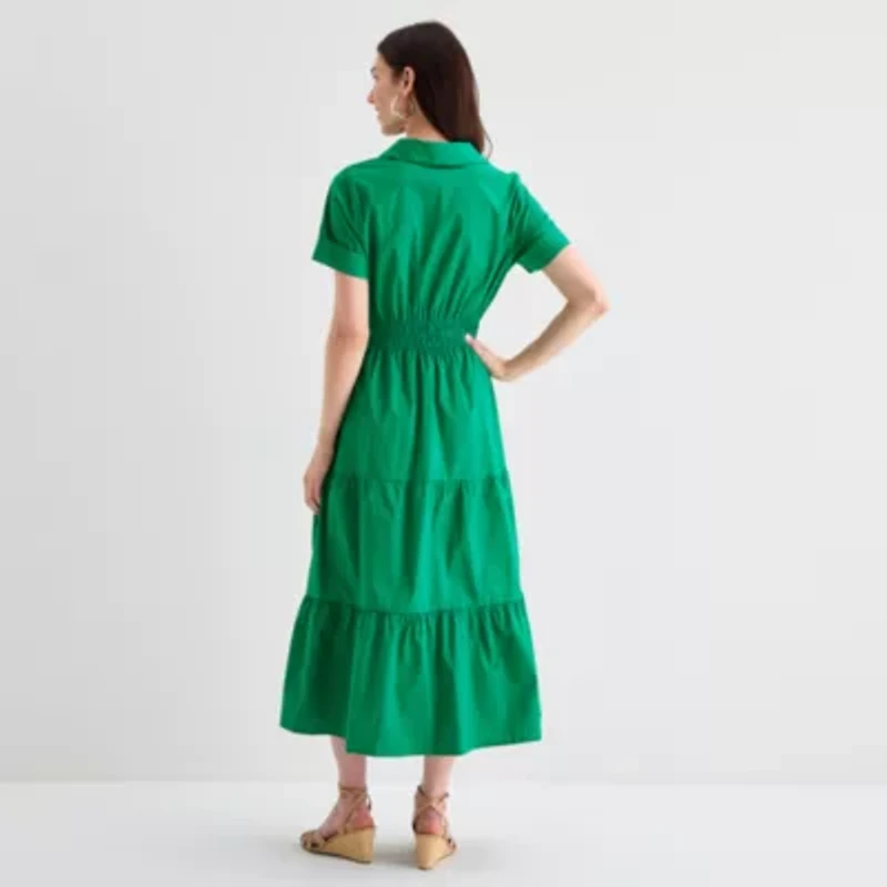 Be by CHETTA B Womens Short Sleeve Maxi Dress