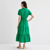 Be by CHETTA B Womens Short Sleeve Maxi Dress