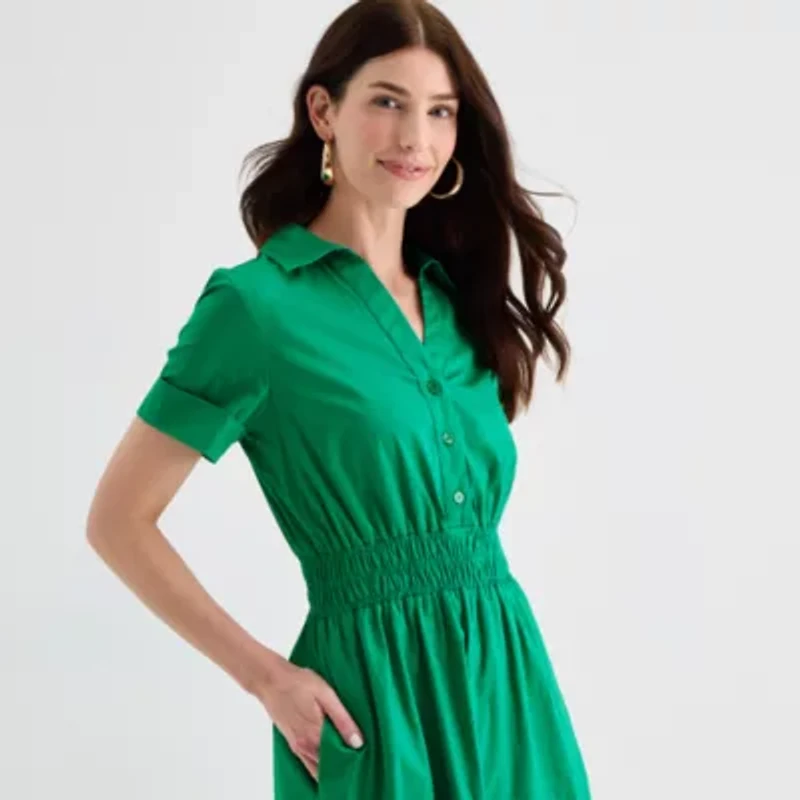 Be by CHETTA B Womens Short Sleeve Maxi Dress