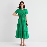 Be by CHETTA B Womens Short Sleeve Maxi Dress