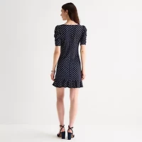 MSK Womens Short Sleeve Dots Shift Dress