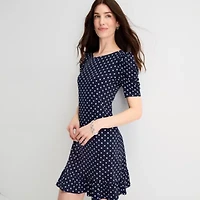MSK Womens Short Sleeve Dots Shift Dress