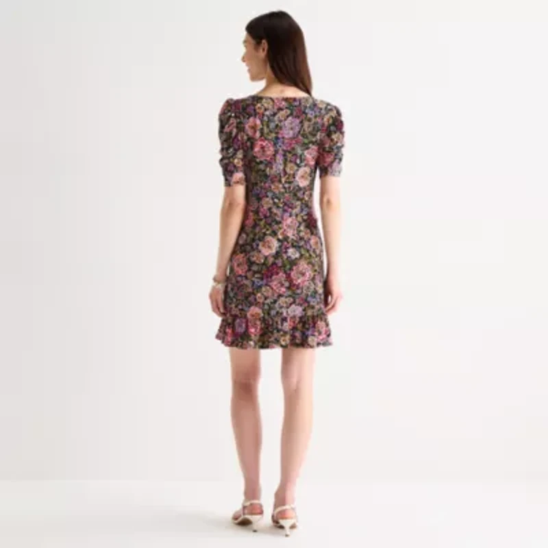 MSK Womens Short Sleeve Floral Shift Dress