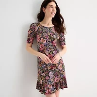 MSK Womens Short Sleeve Floral Shift Dress