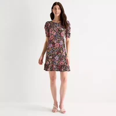 MSK Womens Short Sleeve Floral Shift Dress