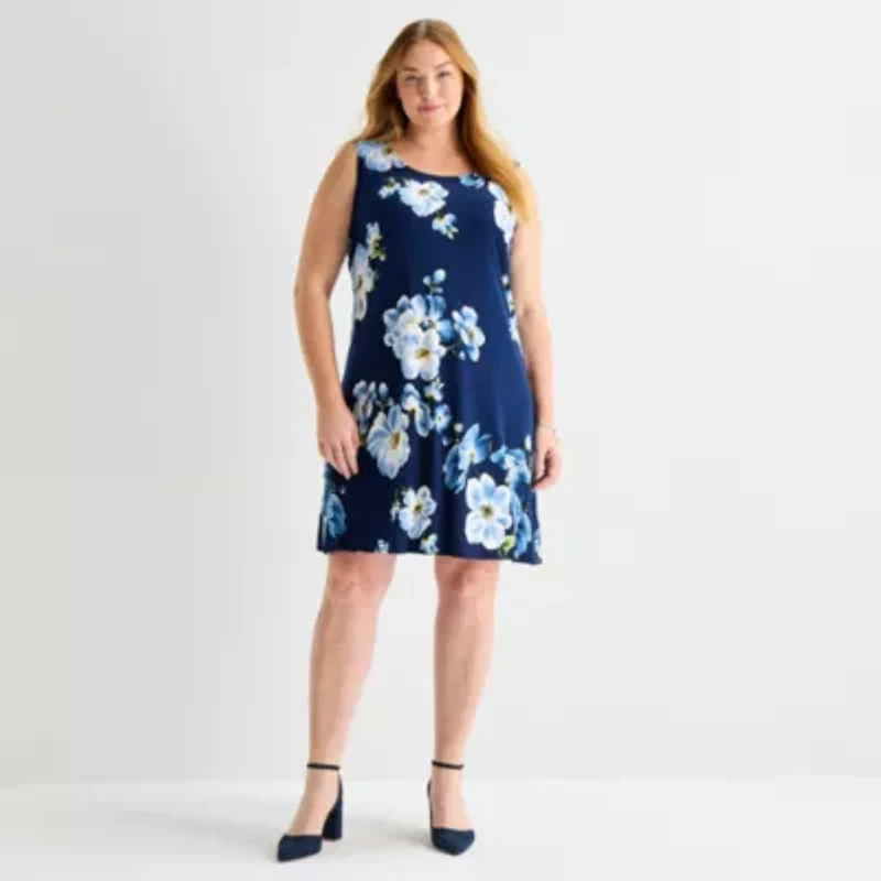 Perceptions Womens Plus Floral Jacket Dress