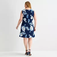 Perceptions Womens Plus Floral Jacket Dress