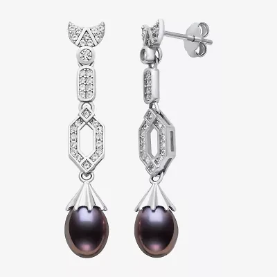 Limited Quantities! Womens Dyed Cultured Freshwater Pearl Sterling Silver Drop Earrings
