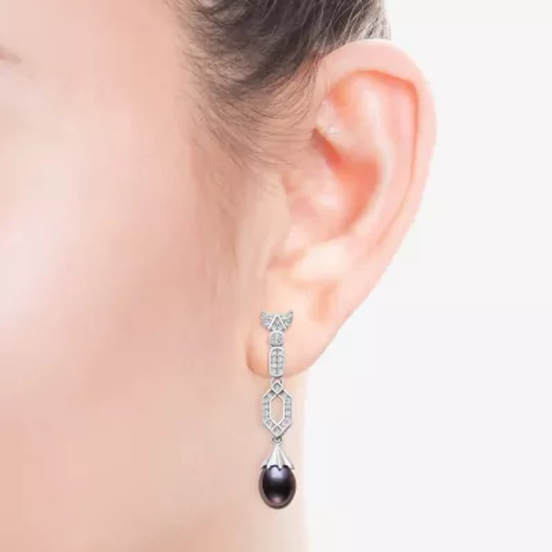 Limited Quantities! Womens Dyed Cultured Freshwater Pearl Sterling Silver Drop Earrings