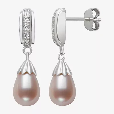 Limited Quantities! Womens Pink Cultured Freshwater Pearl Sterling Silver Drop Earrings