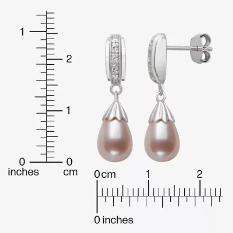Limited Quantities! Womens Pink Cultured Freshwater Pearl Sterling Silver Drop Earrings