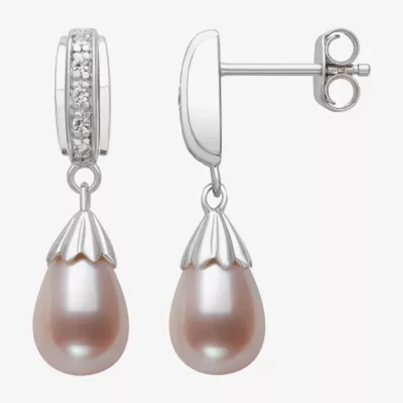 Limited Quantities! Womens Pink Cultured Freshwater Pearl Sterling Silver Drop Earrings