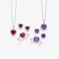 Womens Gemstone Sterling Silver Cushion Pendant Necklace