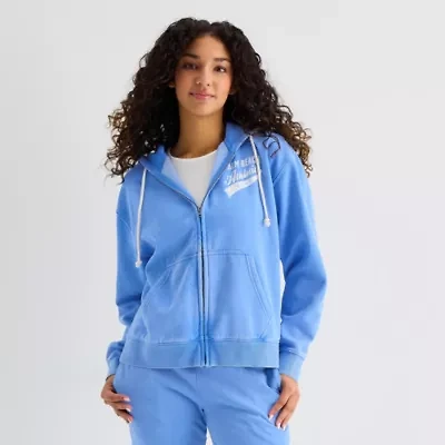 Arizona Womens Juniors Long Sleeve Fleece Zipper Hoodie