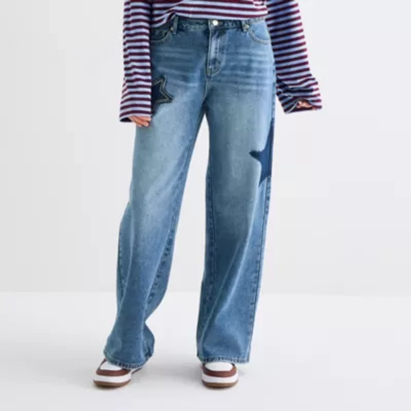 Forever 21 Womens Juniors Mid Rise Loose Fit Jean