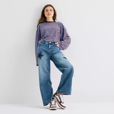 Forever 21 Womens Juniors Mid Rise Loose Fit Jean