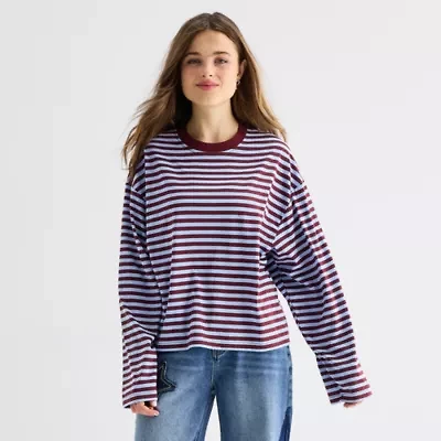 Forever 21 Womens Juniors Crew Neck Long Sleeve T-Shirt