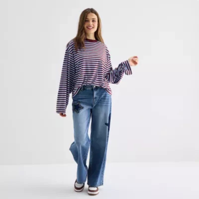 Forever 21 Womens Juniors Crew Neck Long Sleeve T-Shirt