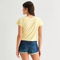 Arizona Womens Juniors Round Neck Short Sleeve Classic Fit Graphic T-Shirt