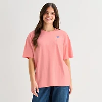 Arizona Womens Juniors Crew Neck Short Sleeve Oversized Graphic T-Shirt