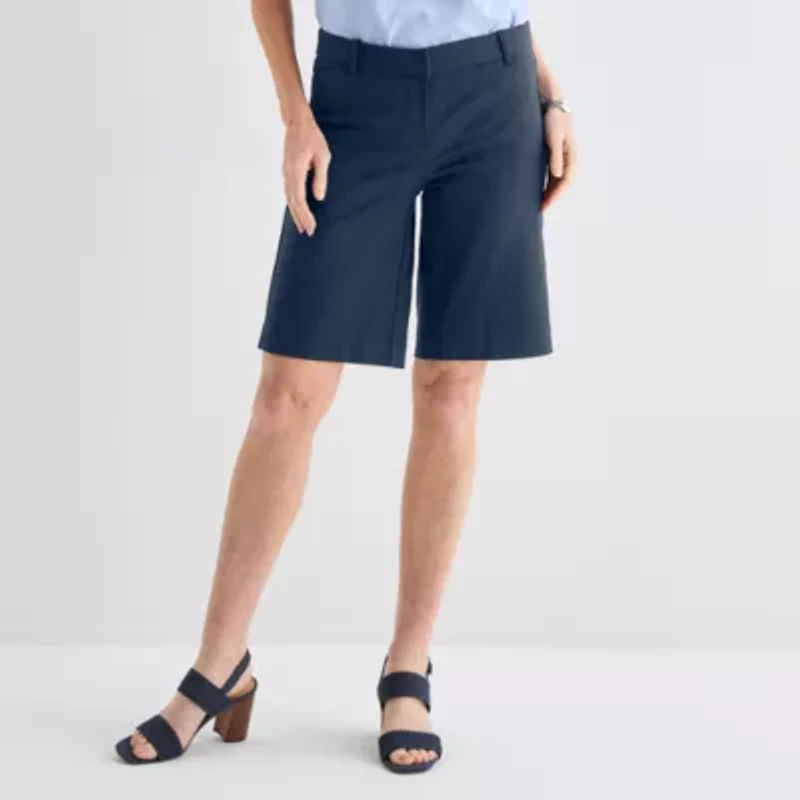 Liz Claiborne Womens 11" Mid Rise Bermuda Short