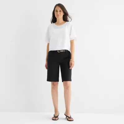 Liz Claiborne Womens 11" Mid Rise Bermuda Short