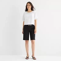Liz Claiborne Womens 11" Mid Rise Bermuda Short