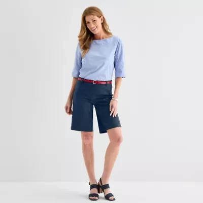 Liz Claiborne Womens 11" Mid Rise Bermuda Short
