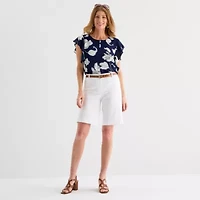Liz Claiborne Womens 11" Mid Rise Bermuda Short
