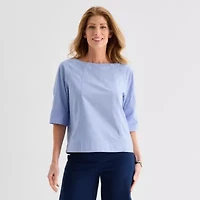 Liz Claiborne Womens Boat Neck 3/4 Sleeve Blouse
