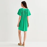 St. John's Bay Womens Short Sleeve Floral Sheath Dress