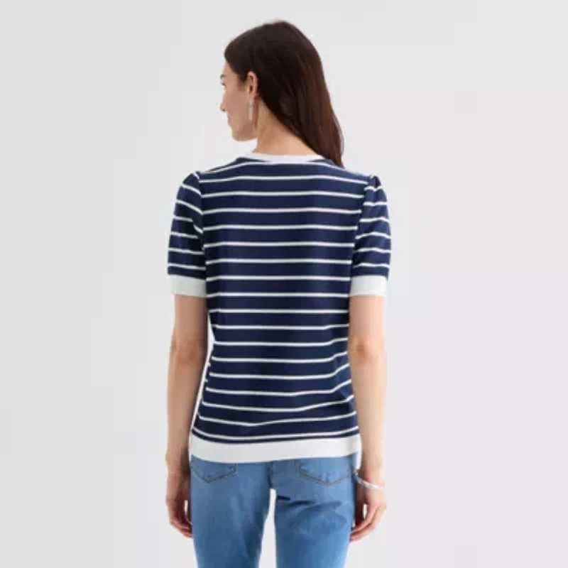 St. John's Bay Womens Crew Neck Short Sleeve Sweatshirt