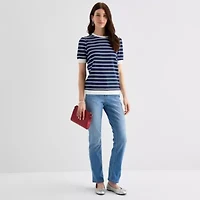 St. John's Bay Womens Crew Neck Short Sleeve Sweatshirt