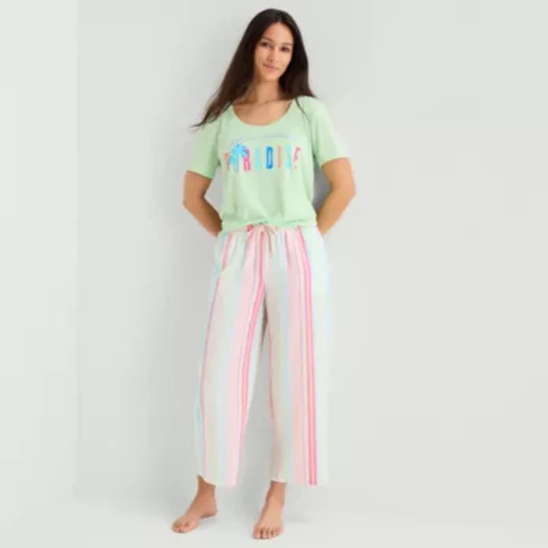 Sleep Chic Womens Poplin Pajama Capri Pant