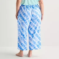 Sleep Chic Womens Plus Poplin Pajama Capri Pant