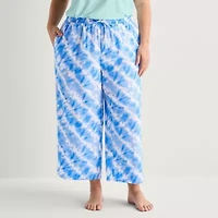 Sleep Chic Womens Plus Poplin Pajama Capri Pant