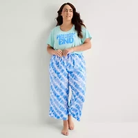 Sleep Chic Womens Plus Poplin Pajama Capri Pant