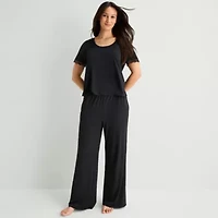 Ambrielle Womens V Neck Short Sleeve Pajama Top