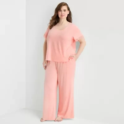 Ambrielle Womens V Neck Short Sleeve Pajama Top