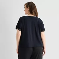 Ambrielle Womens Round Neck Short Sleeve Pajama Top