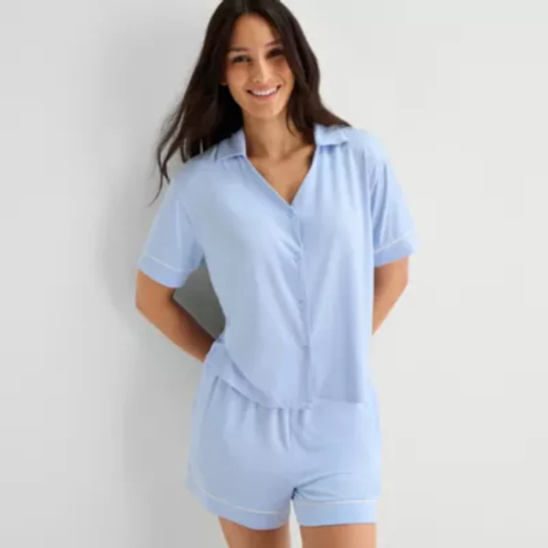 Ambrielle Womens Short Sleeve 2-pc. Pajama Sets
